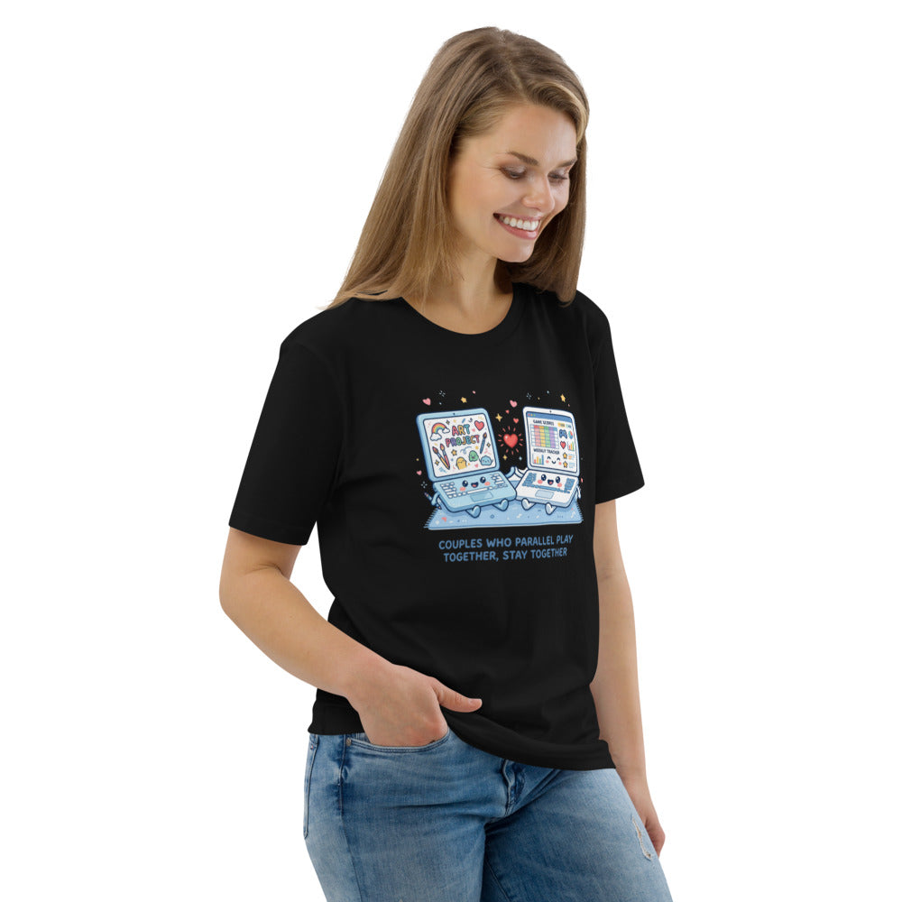 Couples Who Parallel Play Together, Stay Together Tee — Laptops
