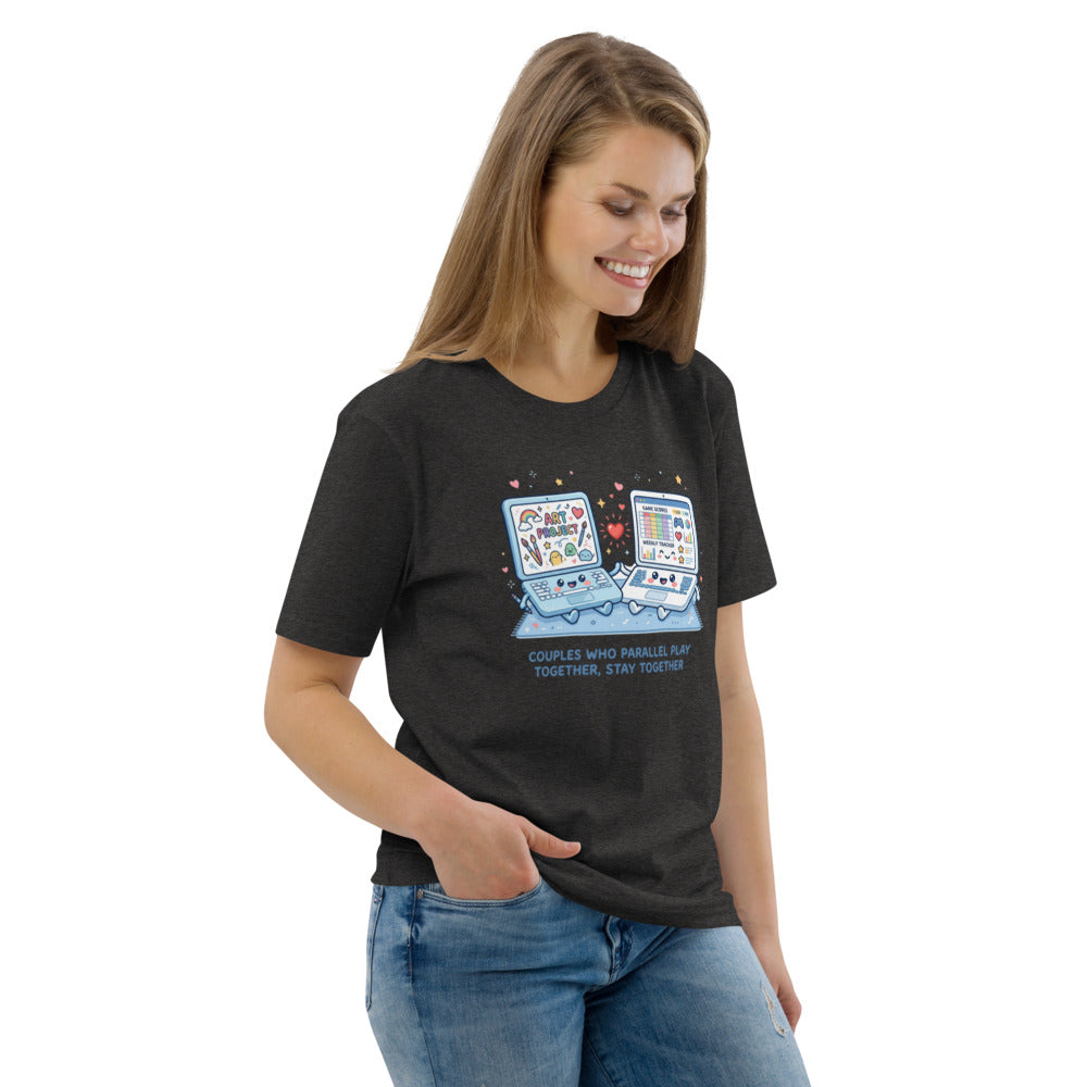 Couples Who Parallel Play Together, Stay Together Tee — Laptops