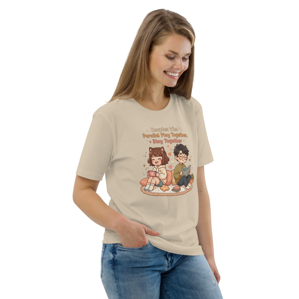 Couples Who Parallel Play Together, Stay Together Tee — Gaming & Reading